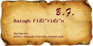 Balogh Flórián névjegykártya